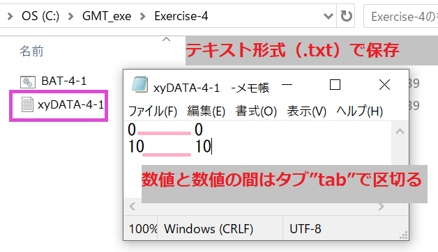 Ooki-GMT-psxy-1: xyDATA-4-1.txt のタブ区切りテキストファイル